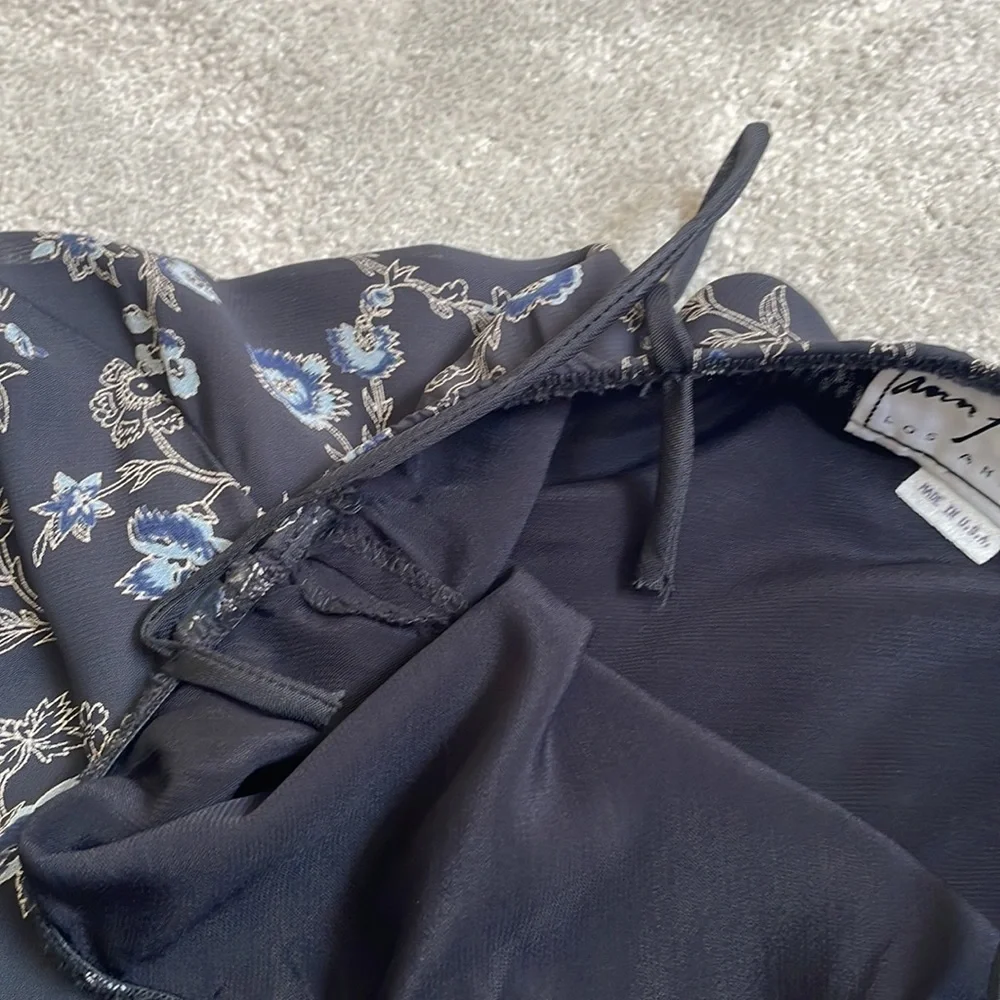 Ann Ferriday Vintage Black Floral Lace Trim Rayon USA Made Dress Size Small - Picture 7 of 9